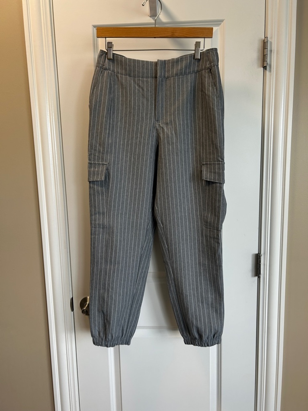 Striped Gray Cargo Joggers for Women